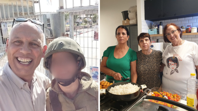 גבריאל ואחת החיילות ואמהות שמבשלות בבית גיורא