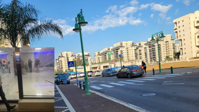 רחוב פינטו בפתח תקוה (מימין), זירת הפיצוץ (משמאל למטה)
