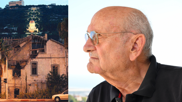 פרופ' אמציה ברעם ובניין שנפגע בלבנון השנייה בחיפה