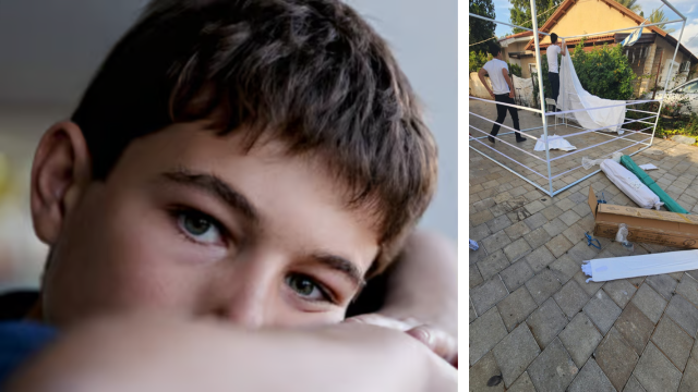 למ' יש סוכה מוארת וירוקה