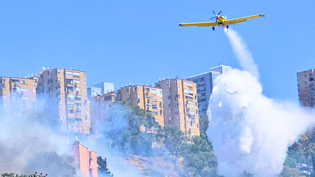 מטוסי כיבוי בשריפה נחל הגיבורים חיפה 29.6.25