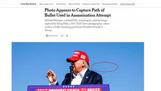 La imagen icónica: la bala, antes de golpear a Trump, en una foto del New York Times. 