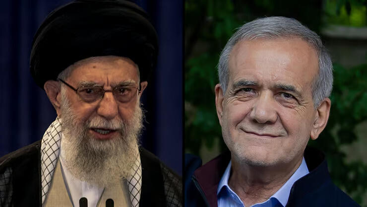 Pezshekian y el líder supremo Khamenei. El nuevo presidente es considerado una figura más moderada en Irán, pero no es él quien decide. 