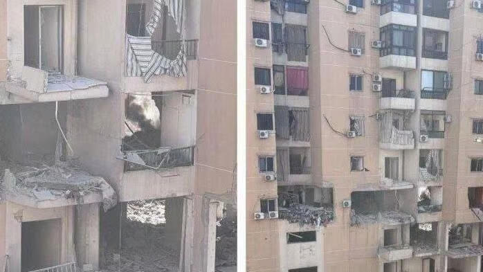 Edificio donde fue llevado a cabo el atentado en Dahiya. 