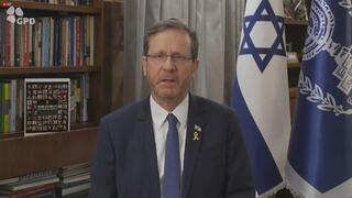 El presidente de Israel habla a los ciudadanos israelíes. 