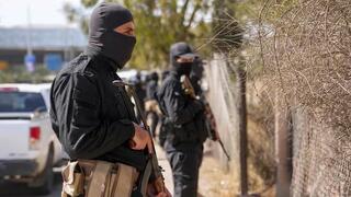 Fuerzas de seguridad sirias apostadas cerca de Damasco. 