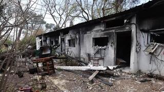 Una de las casas destruidas en el kibutz Nir Oz. 