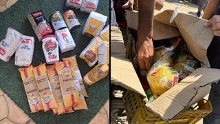 Contenido de los paquetes de ayuda alimentaria para los palestinos de Gaza. 