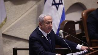 El primer ministro de Israel, Benjamín Netanyahu, durante el debate en la Knesset. 