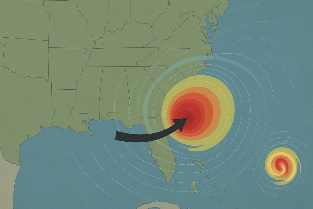 عاصفة استوائية تقترب من الولايات المتحدة (Chatgpt) عاصفة استوائية تقترب من الولايات المتحدة