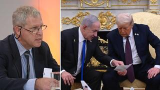 غيورا آيلند من اليسار، نتنياهو وترامب