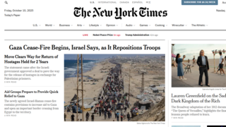 العنوان الرئيسي في صحيفة "نيويورك تايمز"