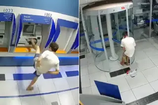 محاولة سرقة تتحوّل إلى مشهد ساخر: لص عالق في الباب الدوّار داخل بنك برازيلي