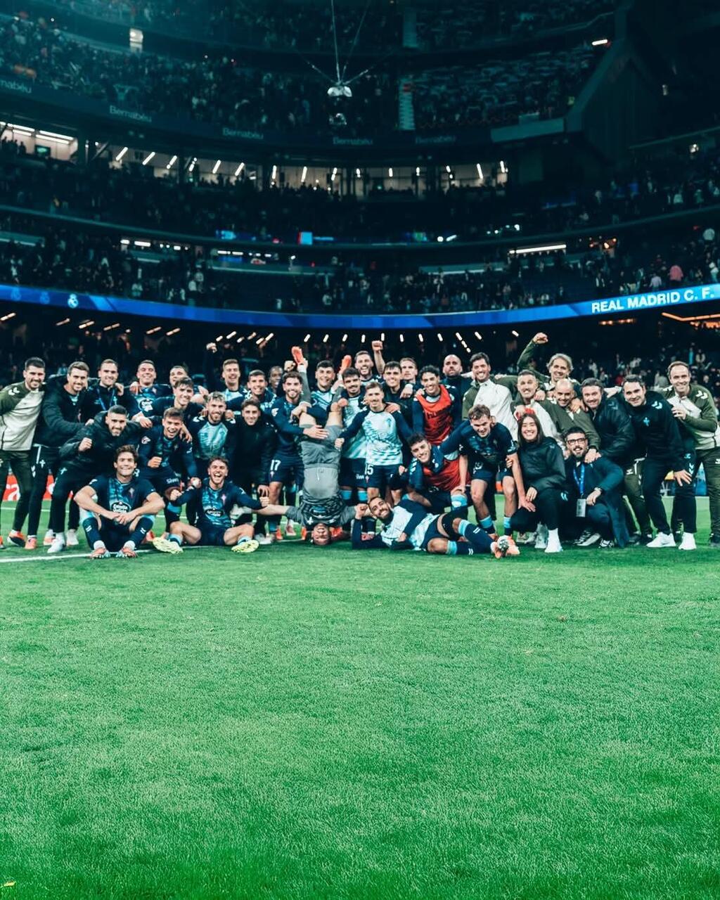 سيلتا فيغو يحتفل أمام ريال مدريد (الصفحة الرسمية لفريق سيلتا فيغو) سيلتا فيغو يحتفل أمام ريال مدريد