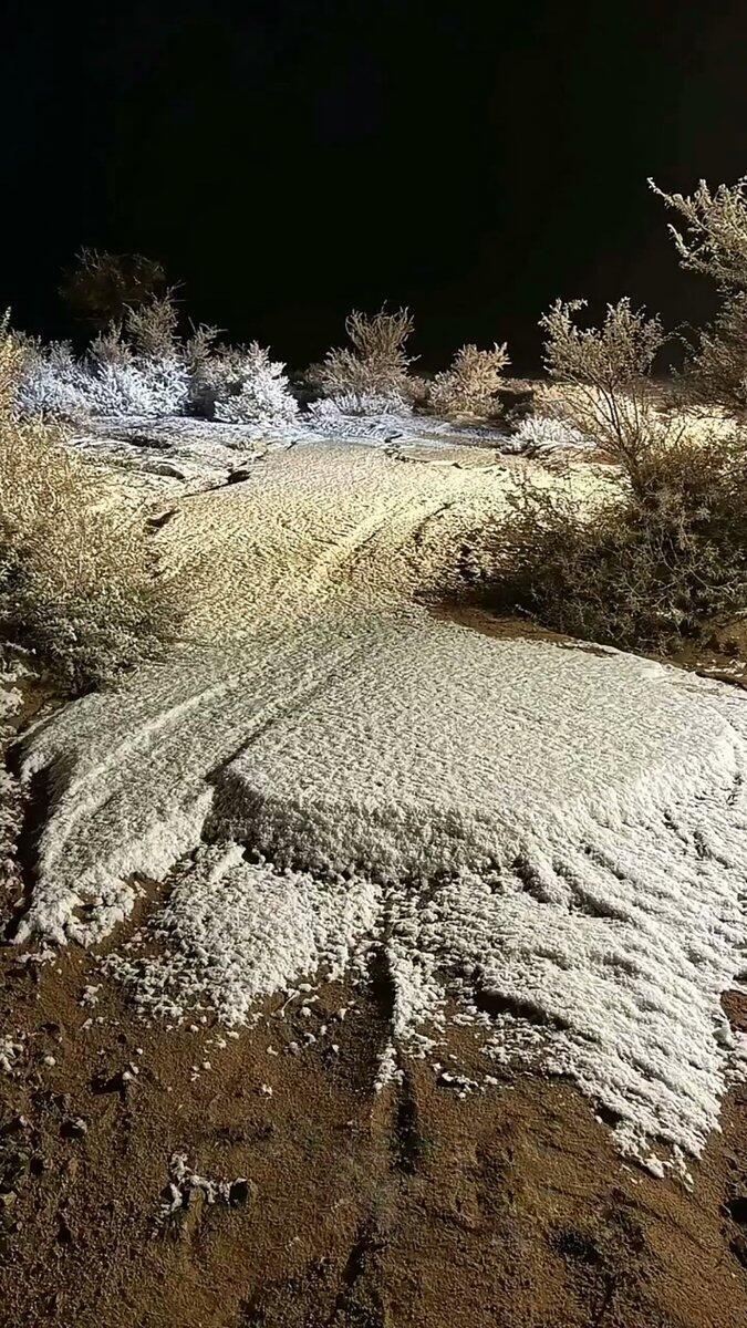 في السعودية: ثلوج نادرة تكسو جبال تبوك وحائل وجبل اللوز يتزين بحلة بيضاء ساحرة