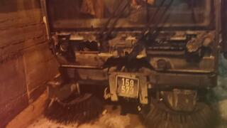 احراق سيارة تنظيف الشوارع في عرابة