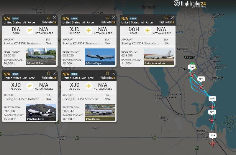 خمس طائرات تزويد بالوقود تابعة للولايات المتحدة تقلع من قاعدة العُديد في قطر