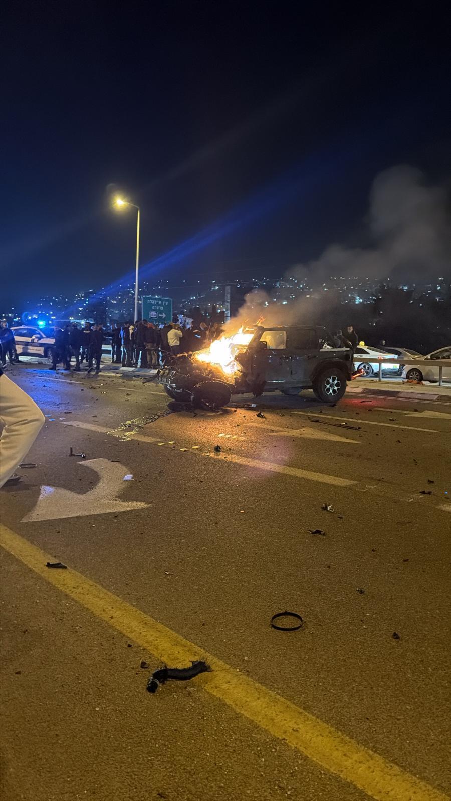 انفجار مركبة في وادي عارة