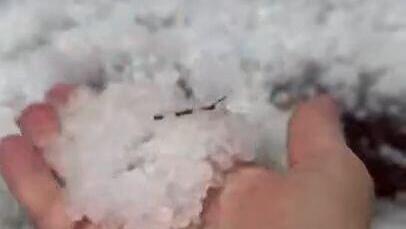 فيديو: عاصفة من حبات البرد تضرب مناطق واسعة من البلاد