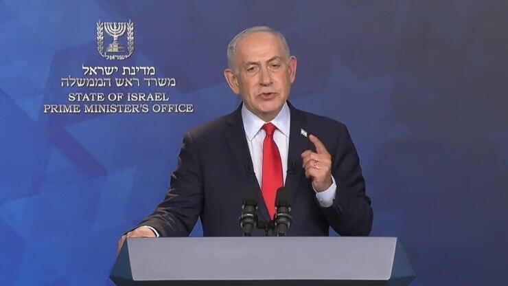رئيس الحكومة بنيامين نتنياهو خلال المؤتمر الصحفي