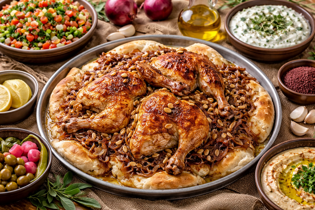 طبخة اليوم الخامس من شهر رمضان الفضيل: المسخن الفلسطيني بالدجاج (الذكاء الصناعي) طبخة اليوم الخامس من شهر رمضان الفضيل: المسخن الفلسطيني بالدجاج