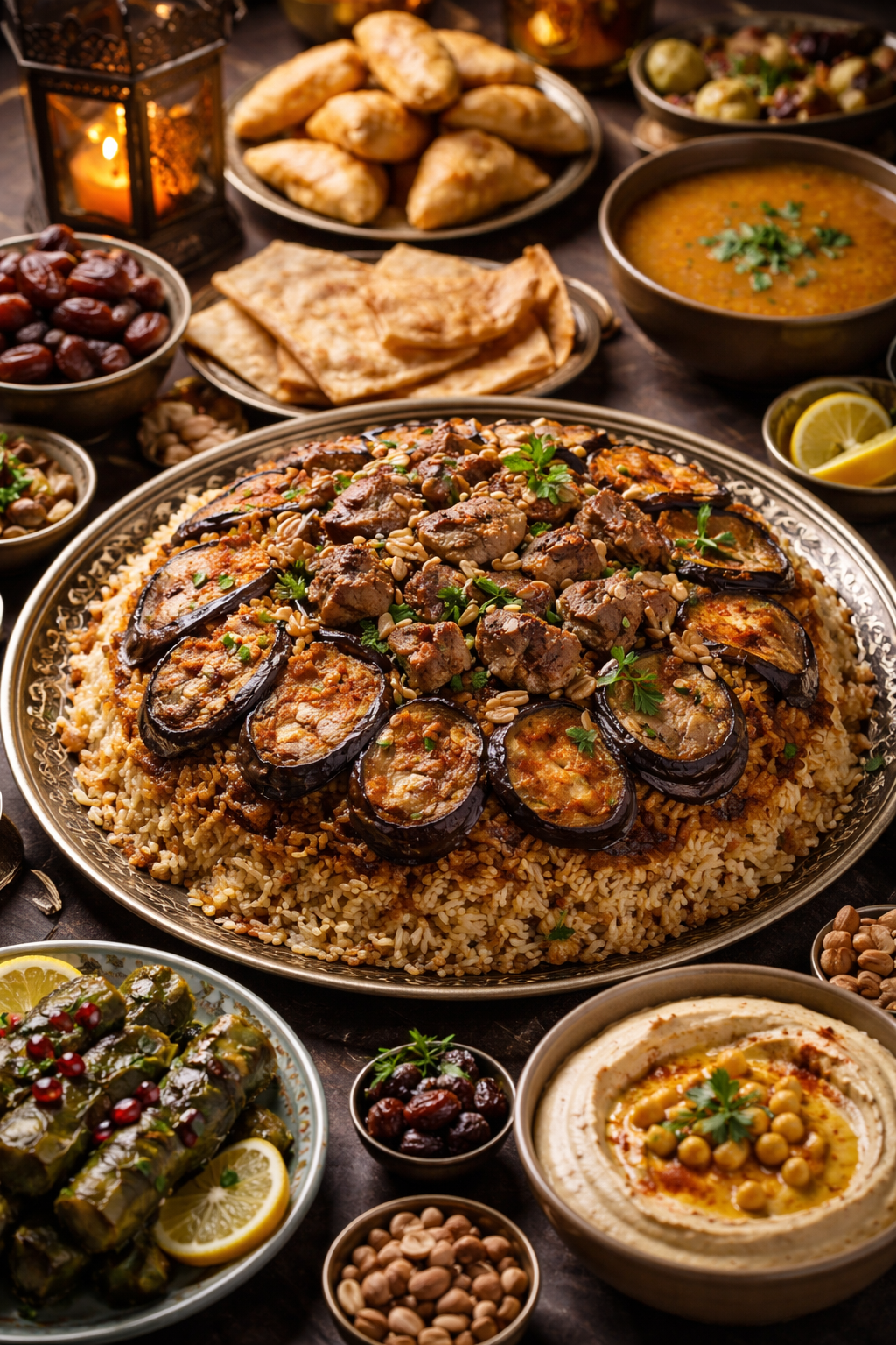 طبق اليوم السادس من رمضان | مقلوبة الباذنجان باللحم (.) طبق اليوم السادس من رمضان | مقلوبة الباذنجان باللحم