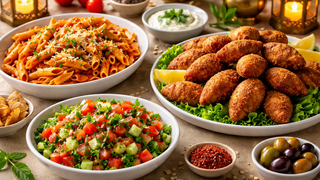 طبق اليوم العاشر من رمضان: مكرونة بالصلصة وكبّة مقلية وسلطة عربية