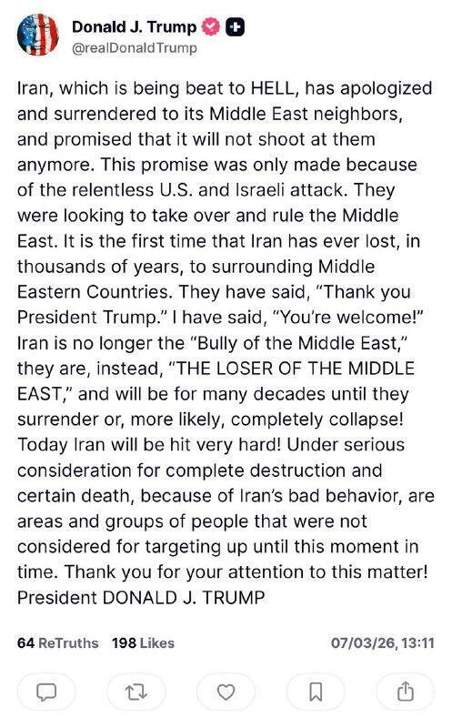 ترامب: إيران هزمت شر هزيمة