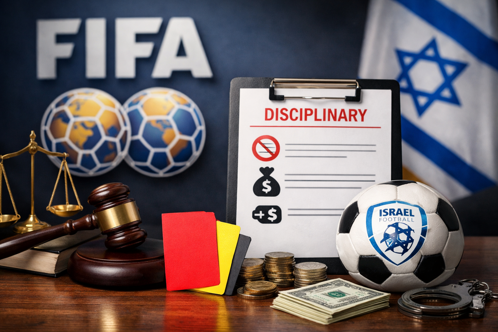 FIFA تفرض سلسلة من العقوبات على الاتحاد الإسرائيلي لكرة القدم (صورة موّلدة بالذكاء الاصطناعي) FIFA تفرض سلسلة من العقوبات على الاتحاد الإسرائيلي لكرة القدم