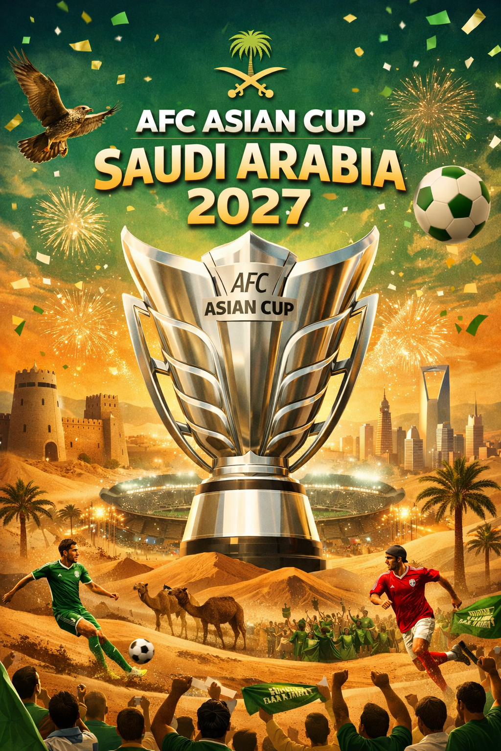 كأس آسيا 2027 (صورة موّلدة بالذكاء الاصطناعي ) كأس آسيا 2027