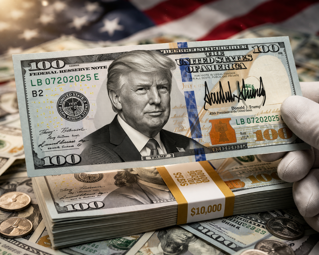 تقرير: إدارة دونالد ترامب تدفع لإضافة توقيع الرئيس على جميع الأوراق النقدية الأميركية (صورةّ مولّدة بالذكاء الاصطناعي) تقرير: إدارة دونالد ترامب تدفع لإضافة توقيع الرئيس على جميع الأوراق النقدية الأميركية