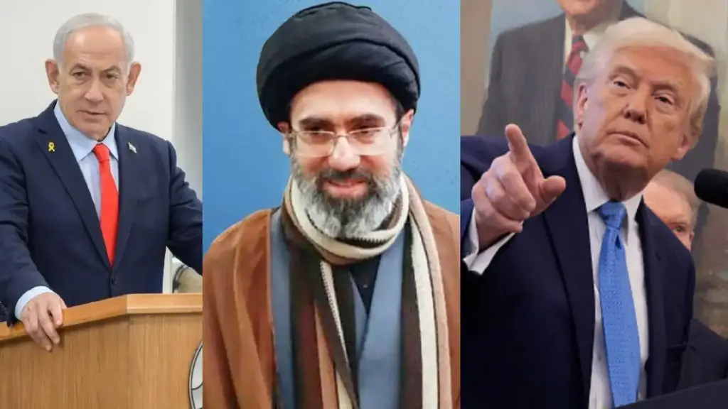 من اليمين: ترامب مجتبى خامنئي نتنياهو