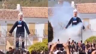 إحراق دُمية لنتنياهو خلال احتفالات الفصح في اسبانيا 