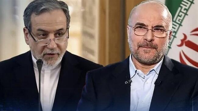 رئيس البرلمان الإيراني محمد باقر قاليباف ووزير الخارجية عباس عراقجي