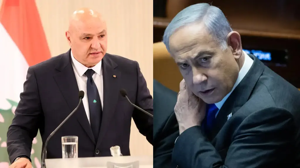 من اليمين نتنياهو، عون