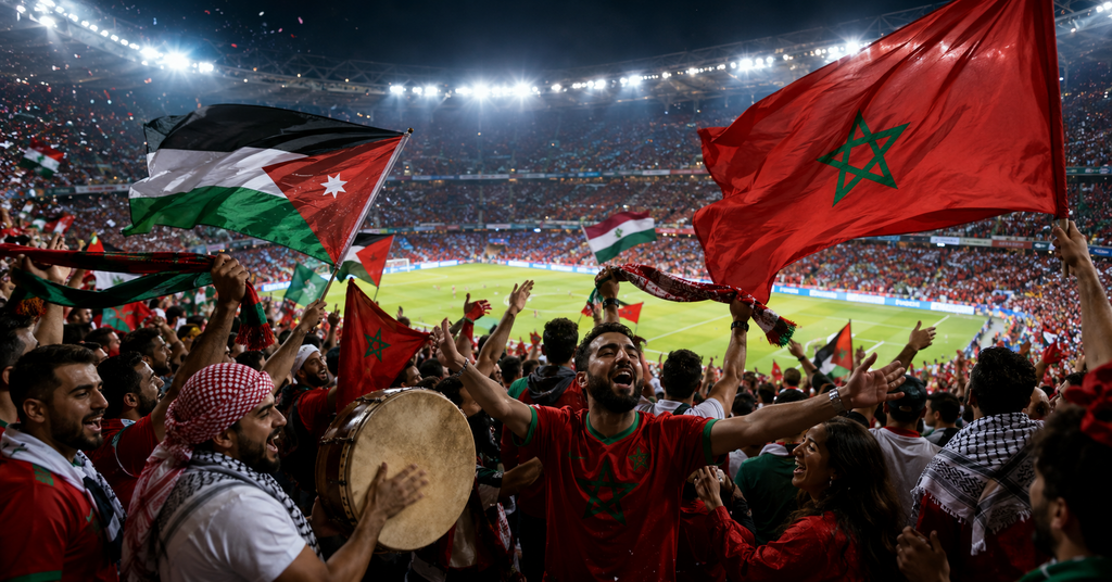 من الأردن إلى المغرب: أهازيج عربية ترافق الجماهير في مونديال 2026 (ai) من الأردن إلى المغرب: أهازيج عربية ترافق الجماهير في مونديال 2026