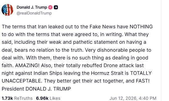 منشور دونالد ترامب عبر منصة truthsocial (.) منشور دونالد ترامب عبر منصة truthsocial