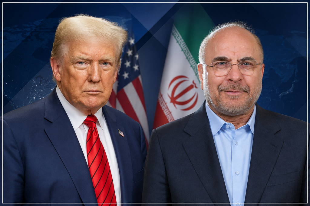 ورئيس البرلمان الإيراني محمد باقر قاليباف والرئيس الأمريكي دونالد ترامب (AI) ورئيس البرلمان الإيراني محمد باقر قاليباف والرئيس الأمريكي دونالد ترامب