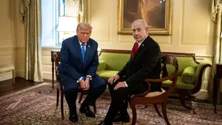 الرئيس الأميركي دونالد ترامب ورئيس الوزراء الاسرائيلي بنيامين نتنياهو