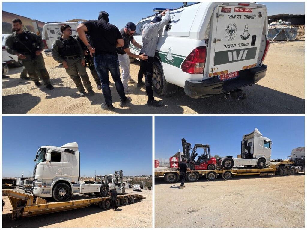 الشرطة: ضبط شاحنات ورافعات شوكية بقيمة 3 ملايين شيكل في مدينة رهط بادعاء "استخدامها في إخفاء البضائع واستغلال الأراضي بخلاف القانون: (الشرطة) الشرطة: ضبط شاحنات ورافعات شوكية بقيمة 3 ملايين شيكل في مدينة رهط بادعاء "استخدامها في إخفاء البضائع واستغلال الأراضي بخلاف القانون: