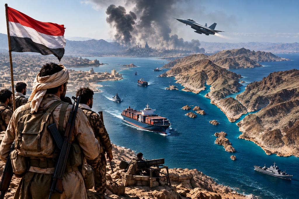 الحوثيون يوسعون نفوذهم عند باب المندب (AI) الحوثيون يوسعون نفوذهم عند باب المندب