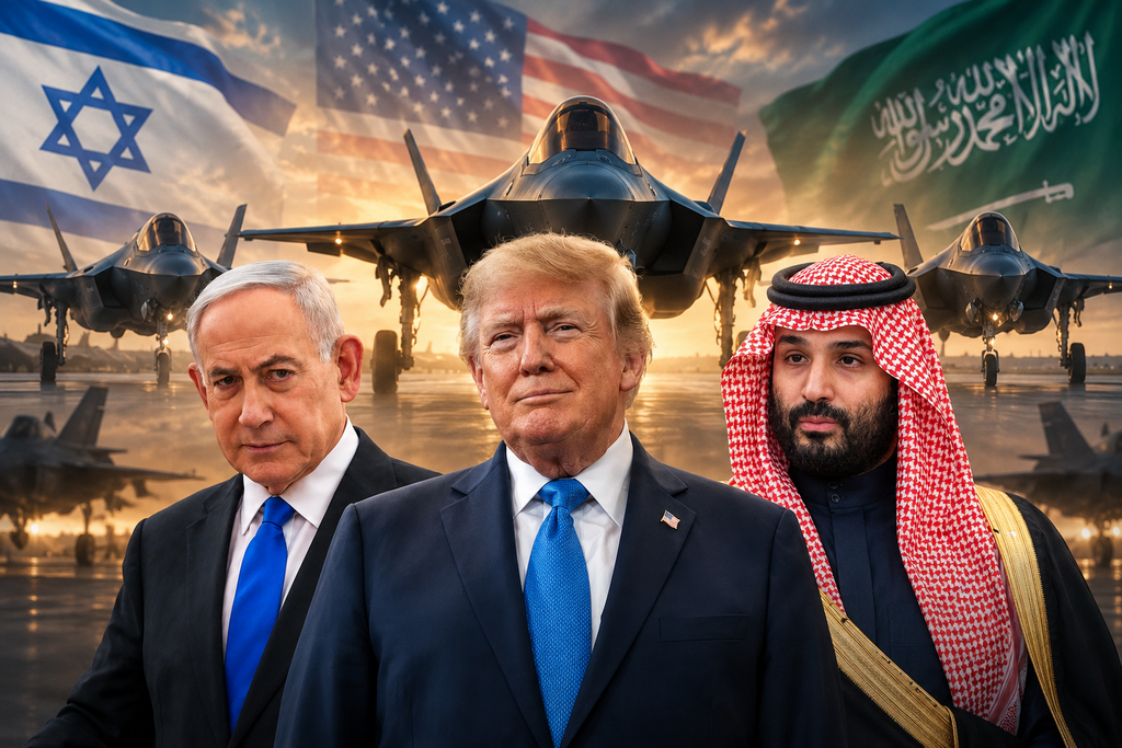 بن سلمان ، ترامب ، نتنياهو (واس\البيت الأبيض\ flash90) بن سلمان ، ترامب ، نتنياهو