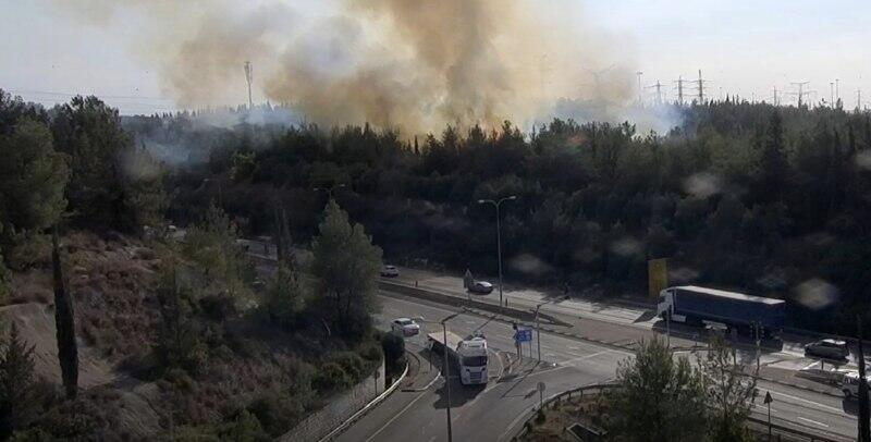اندلاع حريق في منطقة غابات بن شيمن وإغلاق شارع 444 (الإطفاء والإنقاذ) اندلاع حريق في منطقة غابات بن شيمن وإغلاق شارع 444